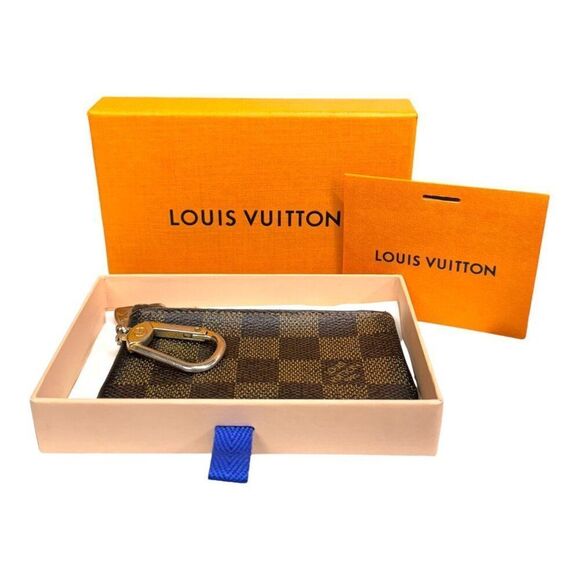 Louis Vuitton Damier Ebene Canvas Key Pouch With Box & Clip Gift Authentic - Picture 1 of 8